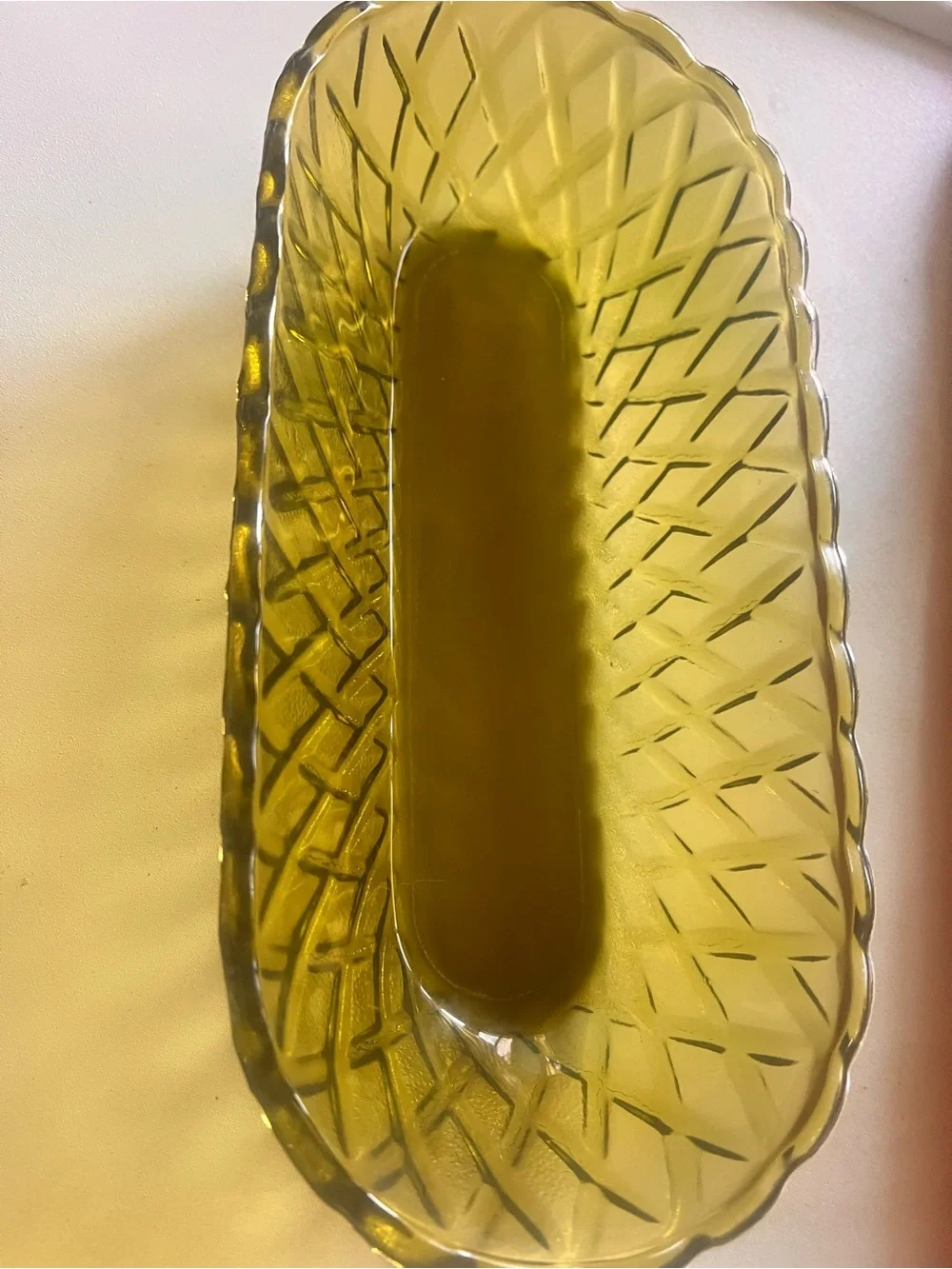 Vintage Indian Glass Avacodo Green Celery Dish